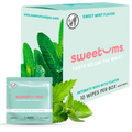 sweetums intimate wipes packaging with mint leaves on a white background