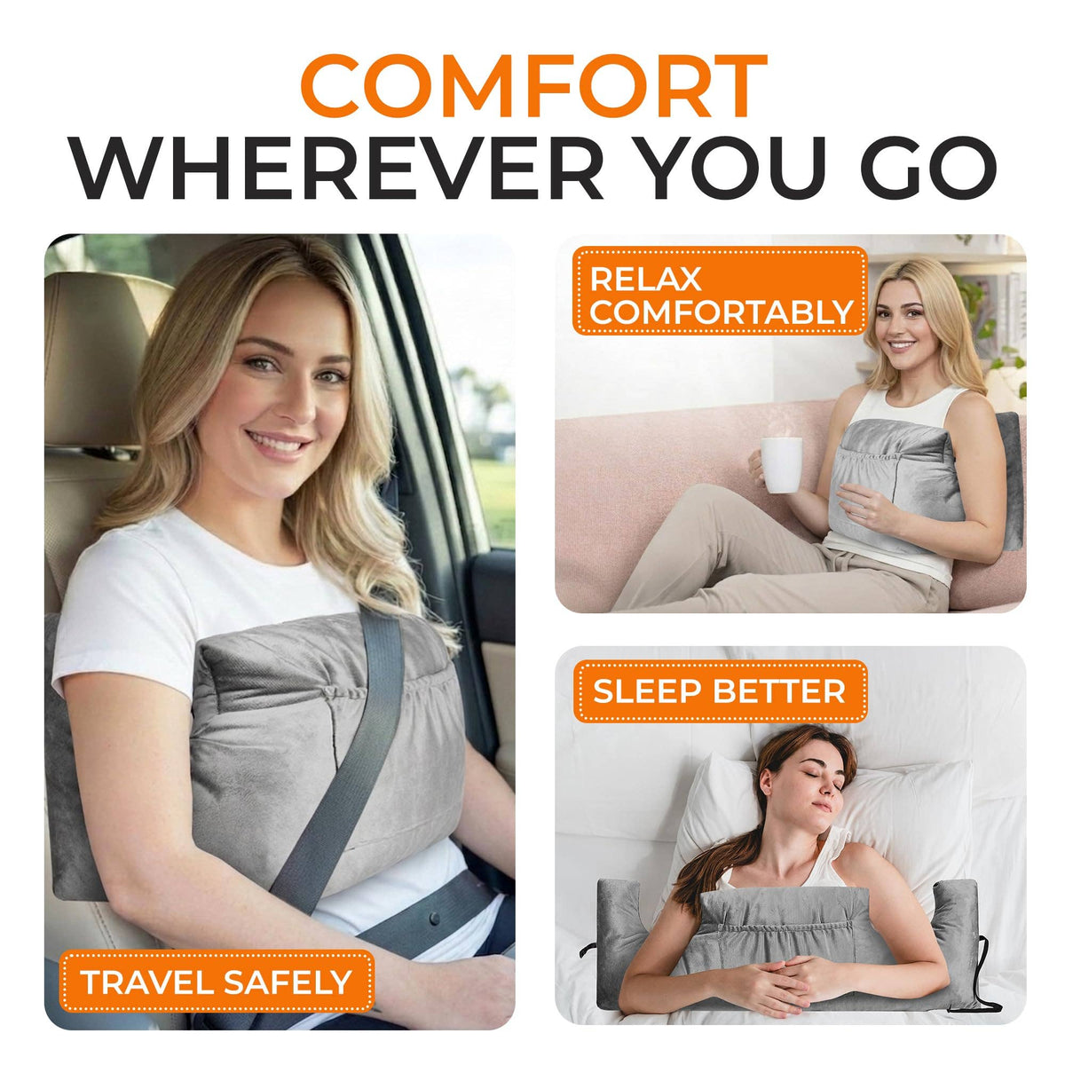 Protection Pillow for Mastectomy & Chest Surgeries - Grey