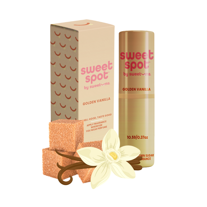 Sweet Spot Golden Vanilla product with packaging and vanilla bean on a white background