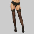 Dreamgirl Sheer Nylon Thigh-High Stockings With Lace Top Black OS