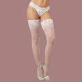 Dreamgirl Sheer Thigh-High Stockings with Silicone Lace Top White  OS