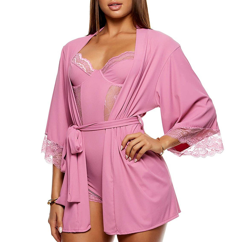 Dusty Rose Soft Ribbed Robe