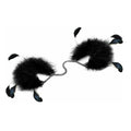 Two fluffy feather wrist cuffs with a light connector chain.