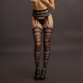 Black Striped Suspender Tights