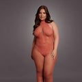 Toe to collar fishnet bodystocking with lace details