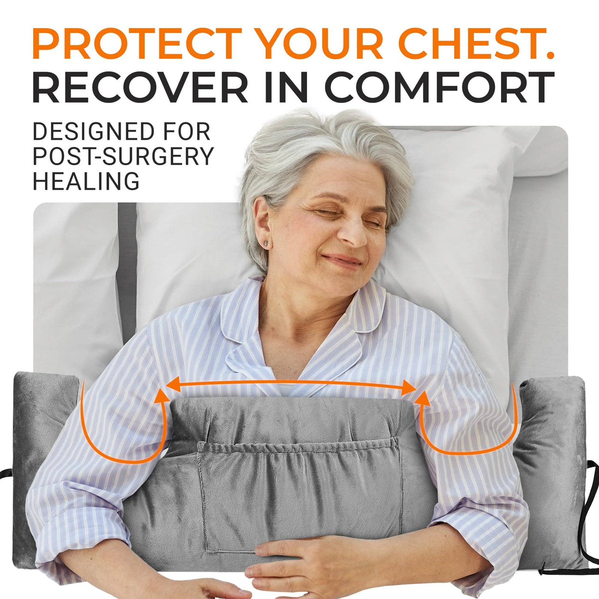 Protection Pillow for Mastectomy & Chest Surgeries - Grey