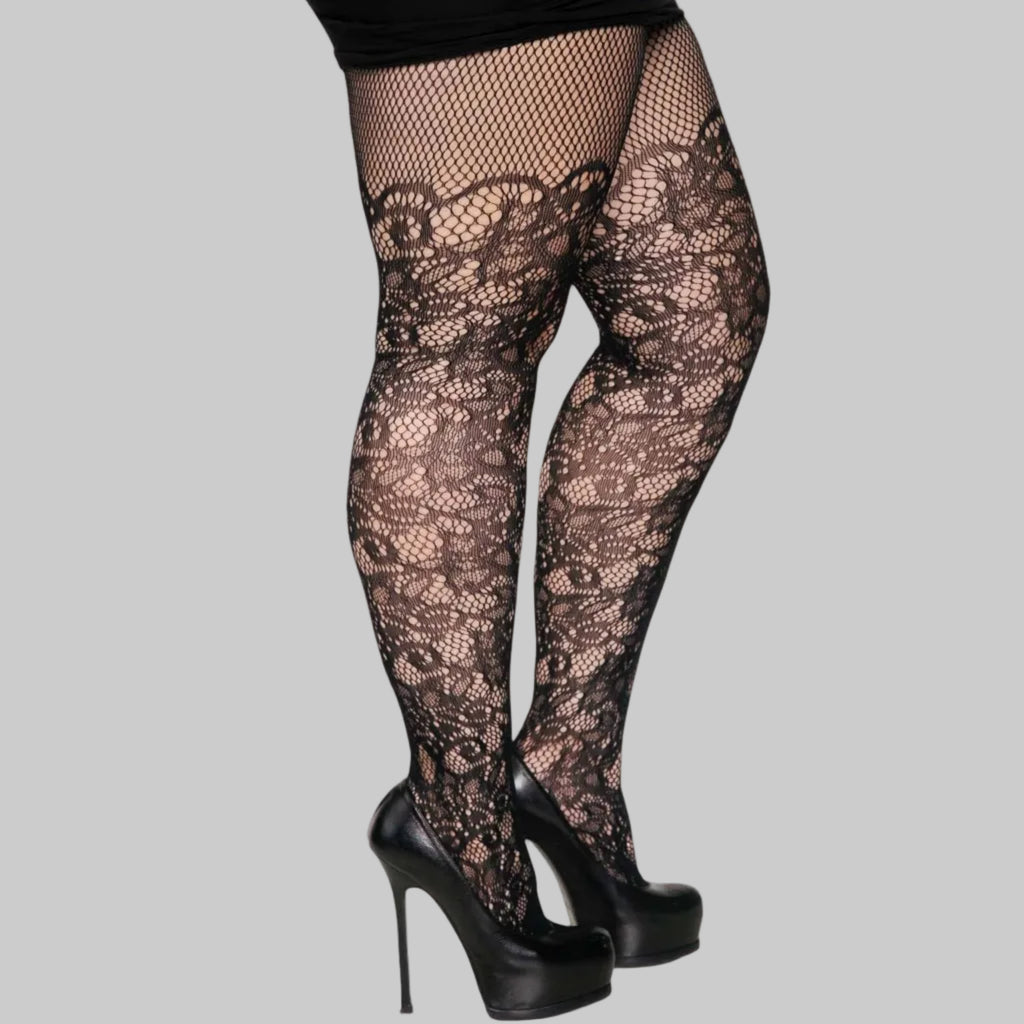 Floral Vine Fishnet Tights