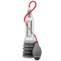 A water riven penis pump with a squeeze ball attachment. 