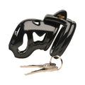 A shine, black ABS hard plastic cage with a natural curve downward.