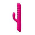Pink dual-action rabbit-shaped toy on a white background