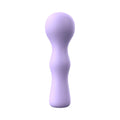 A small massage wand with a bulbous head and a wavy handle that makes it easy to hold.