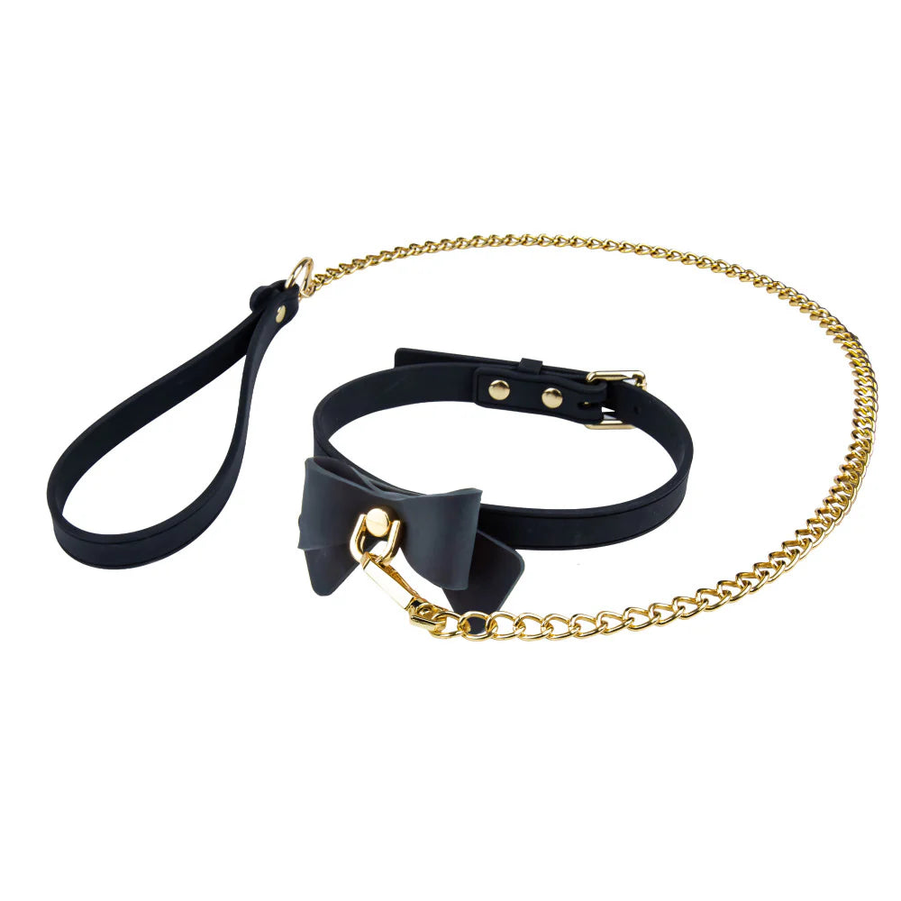 Ardor Black Bow Collar & Leash