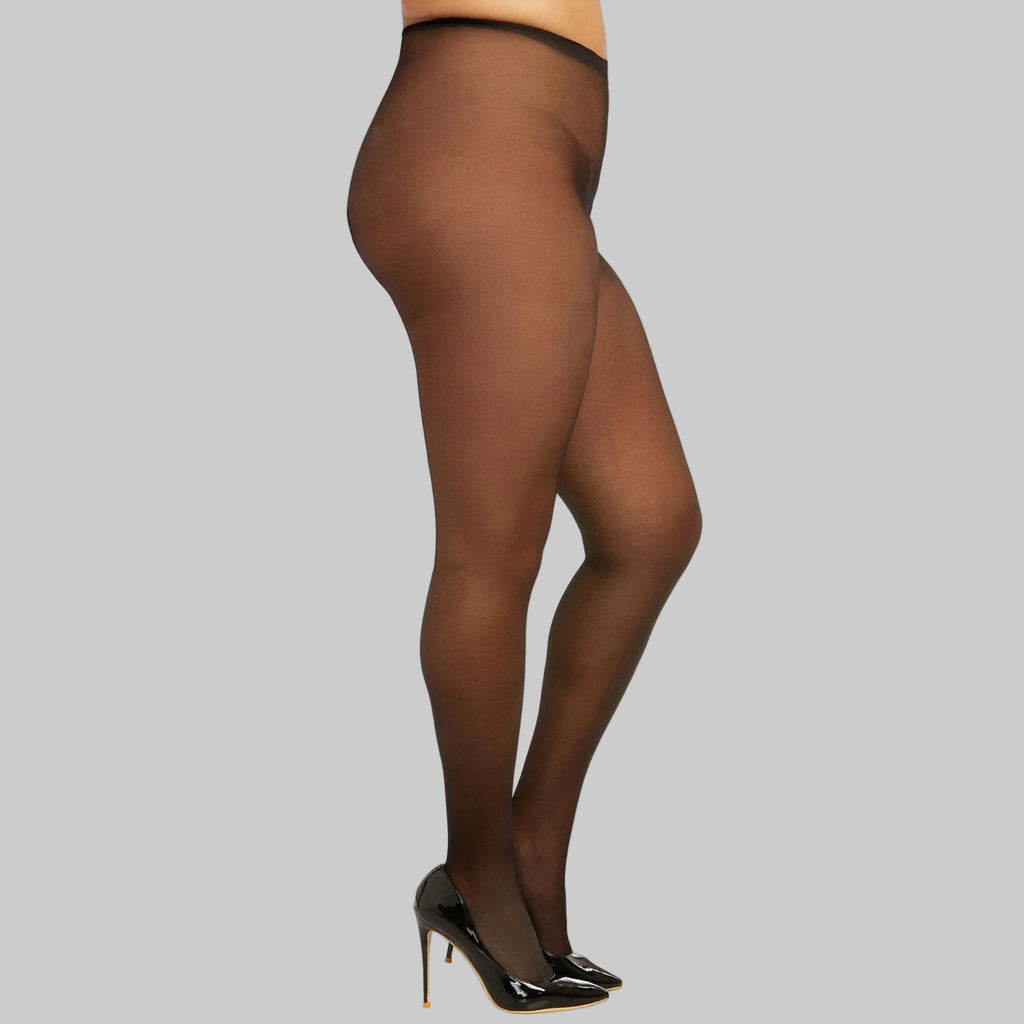 Sheer Black Open Tights