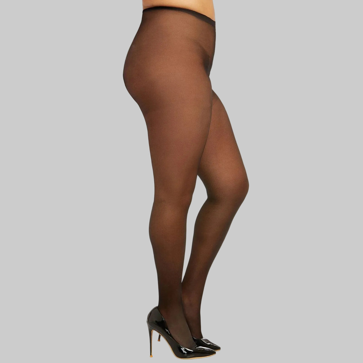 Sheer Black Open Tights