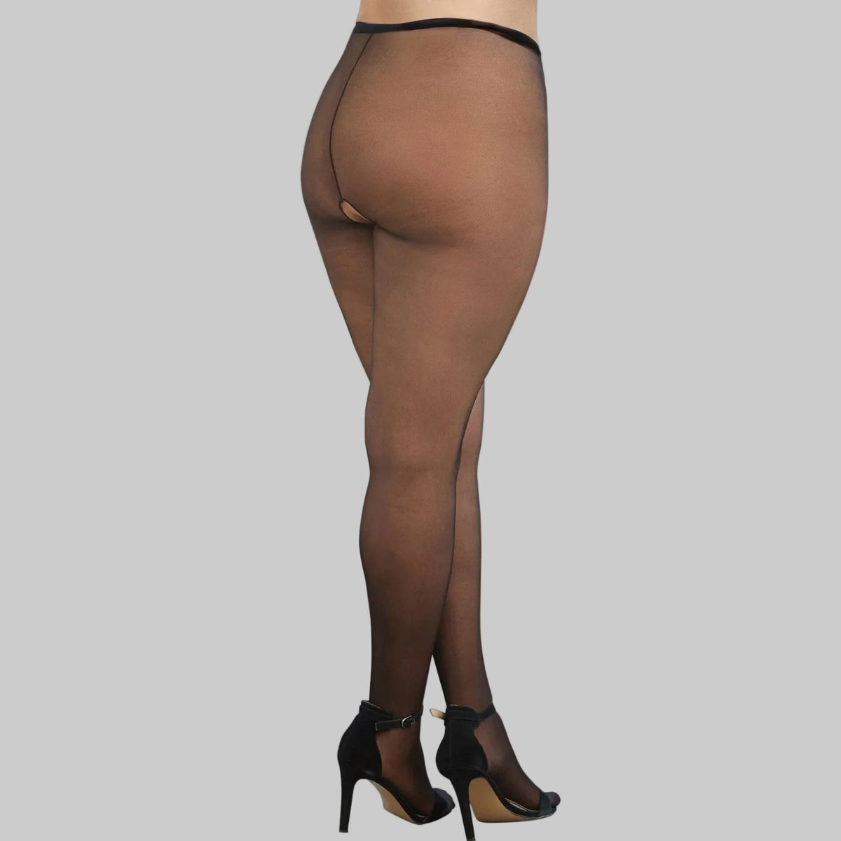 Sheer Black Open Tights