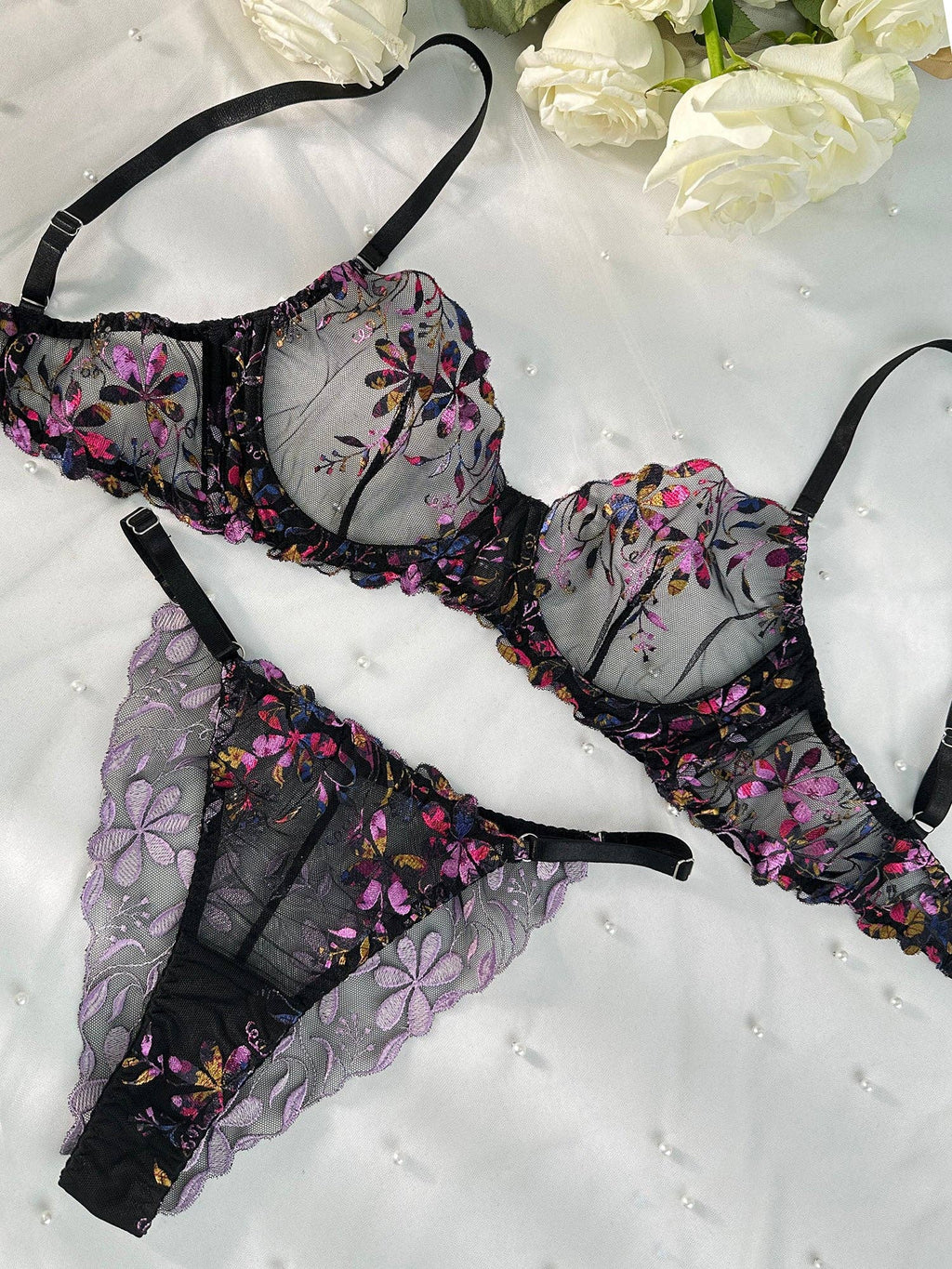 Midnight Blossom Lace Bra & Panty Set