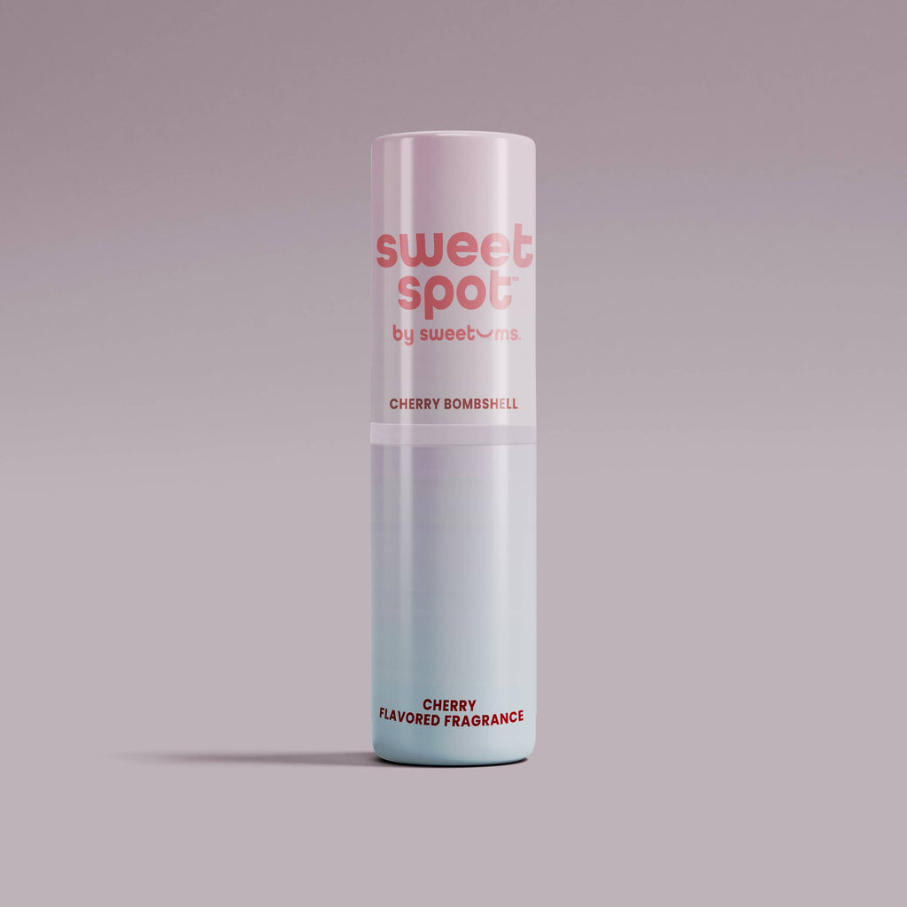 Skincare bottle labeled 'sweet spot' on a gradient background