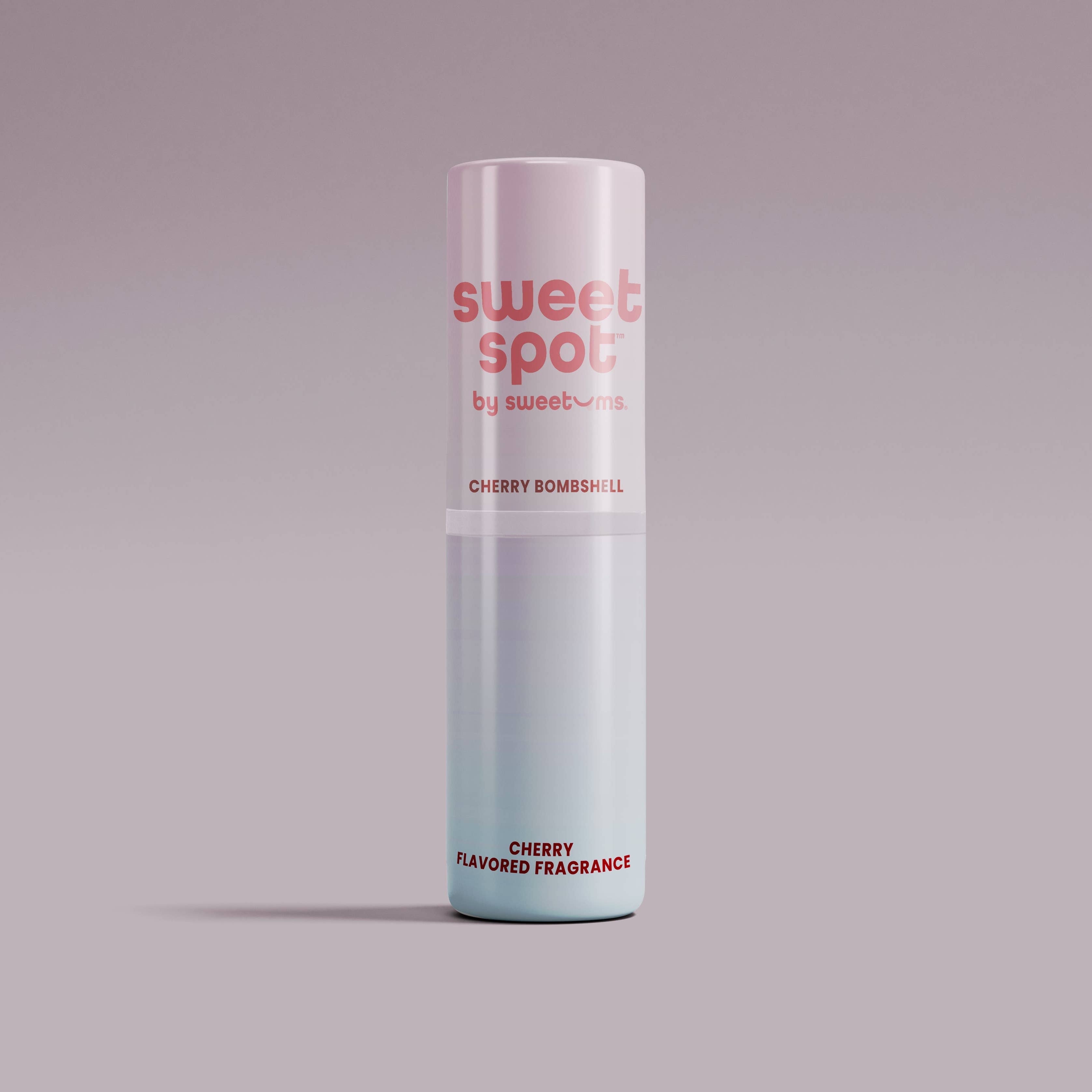 Skincare bottle labeled 'sweet spot' on a gradient background