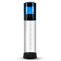 A clear penis pump with digital controls in the end cap.