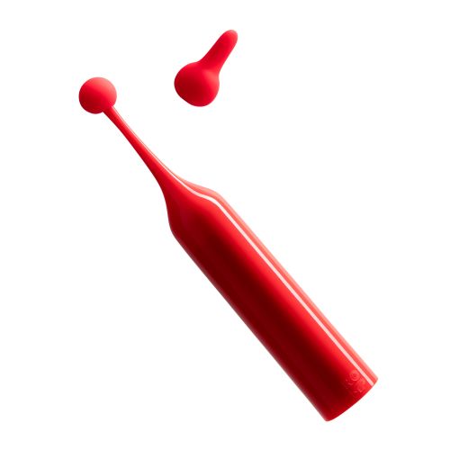 A small, thin, orange wand with a round head or a flickering head attachement.