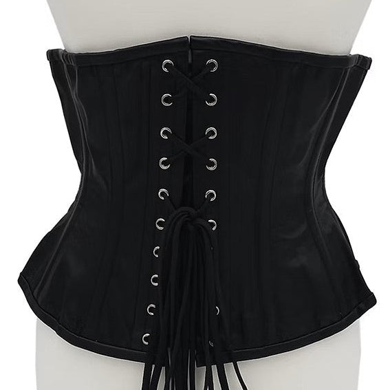 Black corset with fringes on a white background