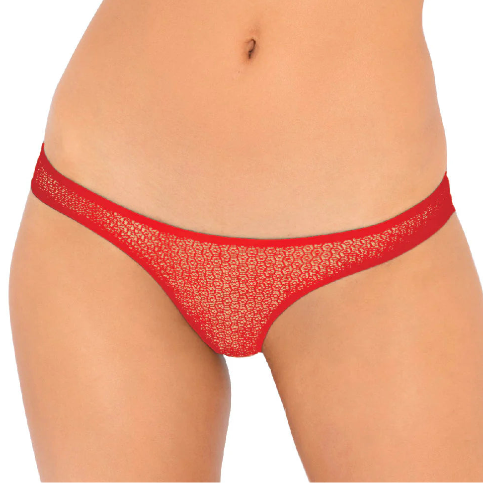 Red lace underwear on a white background