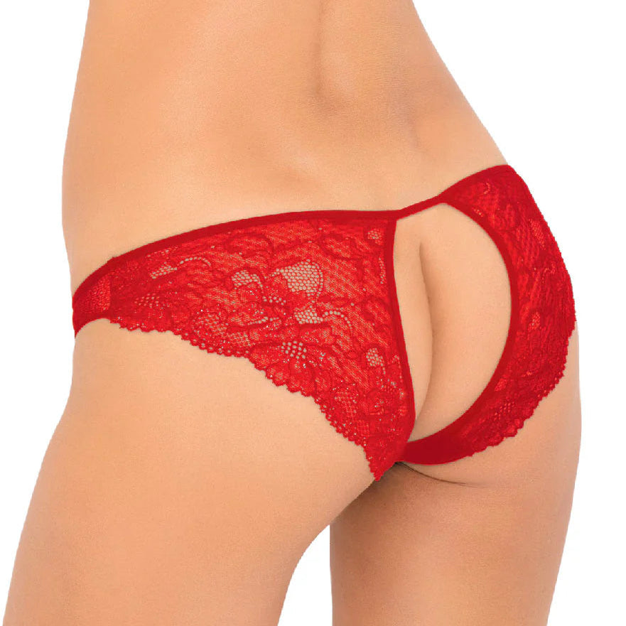 Red lace underwear on a white background